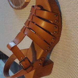 Platform Brown Leather Sandals